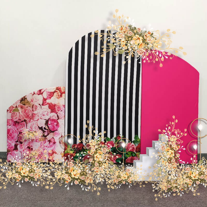 Rose & Hot Pink Chiara Arch Backdrop for Event Decoration and Wedding Photography-ubackdrop