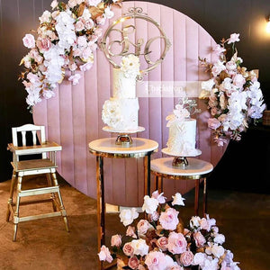 Light Pink Velvet Round Backdrop Cover with Stand | Birthday&Baby Shower&Wedding Decorations-ubackdrop
