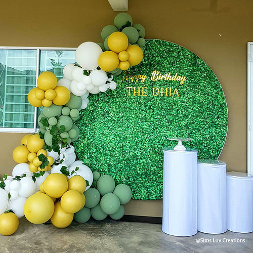 Boxwood Round Backdrop | Birthday Party Decoration-ubackdrop