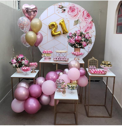 Custom Pink Flower Round Backdrop-ubackdrop